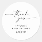 KAIA Minimalistisch Baby shower Favor Ronde Sticker (Voorkant)