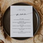 KAIA Minimalistische bruiloft Menu<br><div class="desc">Waar eenvoud en verfijning elkaar in elke slag ontmoeten,  straalt dit minimalistische collectie elegantie uit. Het moderne en stilistische lettertype siert elk stuk met tijdloze charme,  waardoor het de perfecte keuze is voor bruiloften,  vrijgezellenfeesten,  baby showers en alle andere gelegenheden waar ingetogen schoonheid de boventoon voert.</div>