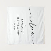 KAIA Minimalistische Verjaardag Welkom Wandkleed (Voorkant (horizontaal))