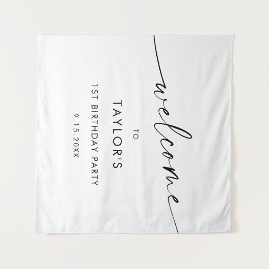 KAIA Minimalistische Verjaardag Welkom Wandkleed (Voorkant (horizontaal))