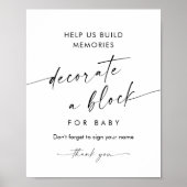KAIA Versier een Block Baby shower Game Sign Poster (Voorkant)