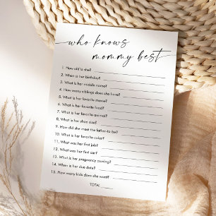 KAIA Wie weet mama beste Baby shower spel Kaart