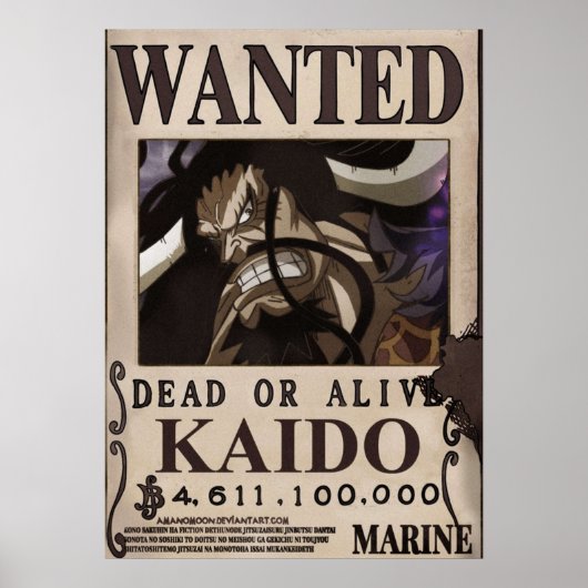 Kaido Wanted Bounty Poster (Voorkant)