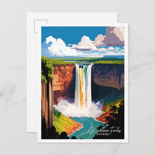 Kaieteur Herfsten Guyana Reizen  Illustratie Briefkaart (Voorkant / Achterkant)