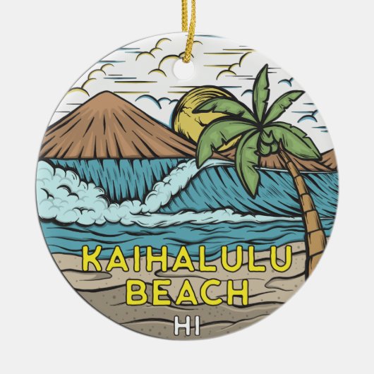 Kaihalulu Beach Hawaii Vintage Keramisch Ornament (Voorkant)