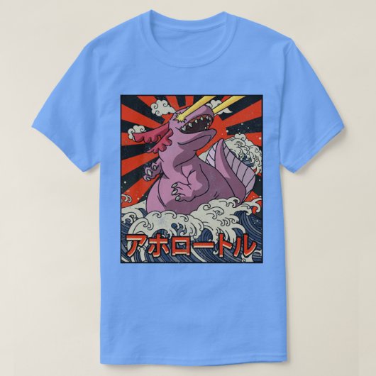 Kaiju Axolotl Great Wave Off Kanagawa Japanse Kai T-shirt (Design voorkant)