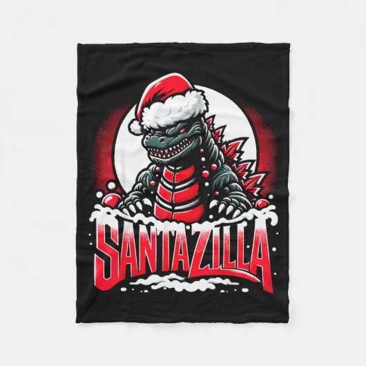 Kaiju Christmas Santazilla Japanese Monster Dinosa Fleece Deken (Voorkant)