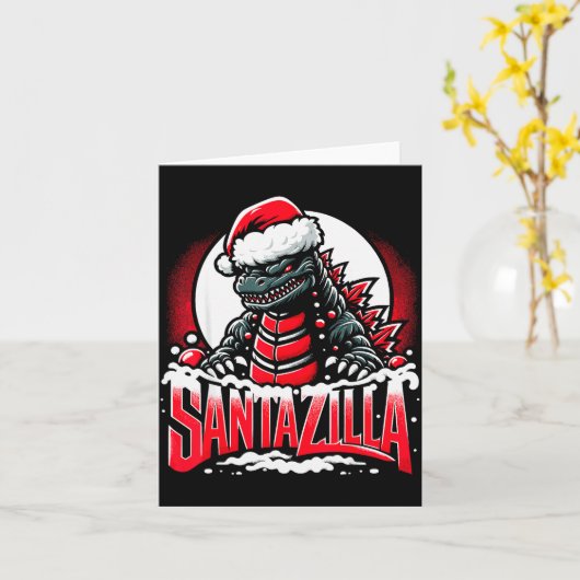 Kaiju Christmas Santazilla Japanese Monster Dinosa Kaart (Gele Bloem)