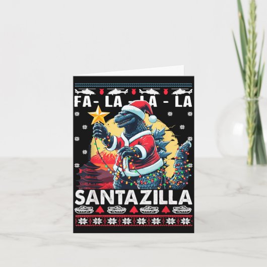Kaiju Christmas Santazilla Japanese Monster Dinosa Kaart (Voorkant)