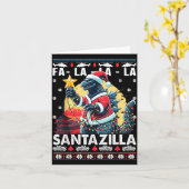 Kaiju Christmas Santazilla Japanese Monster Dinosa Kaart (Gele Bloem)