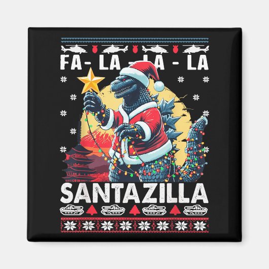 Kaiju Christmas Santazilla Japanese Monster Dinosa Magneet (Voorkant)