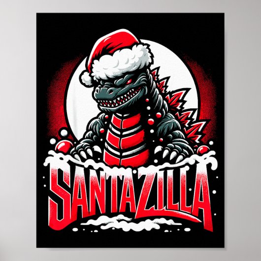 Kaiju Christmas Santazilla Japanese Monster Dinosa Poster (Voorkant)