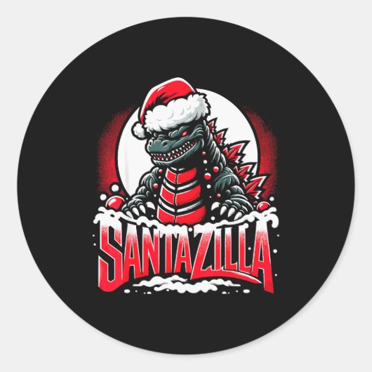 Kaiju Christmas Santazilla Japanese Monster Dinosa Ronde Sticker (Voorkant)