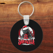 Kaiju Christmas Santazilla Japanese Monster Dinosa Sleutelhanger (Voorkant)