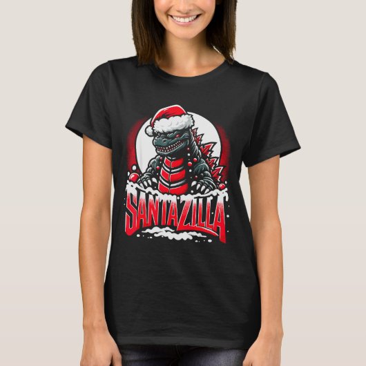 Kaiju Christmas Santazilla Japanese Monster Dinosa T-shirt (Voorkant)
