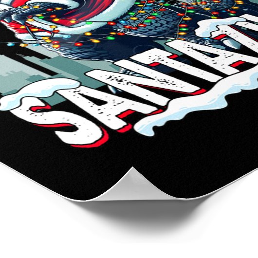 Kaiju Christmas Santazilla Japanse Monster Dinosa Poster (Hoek)