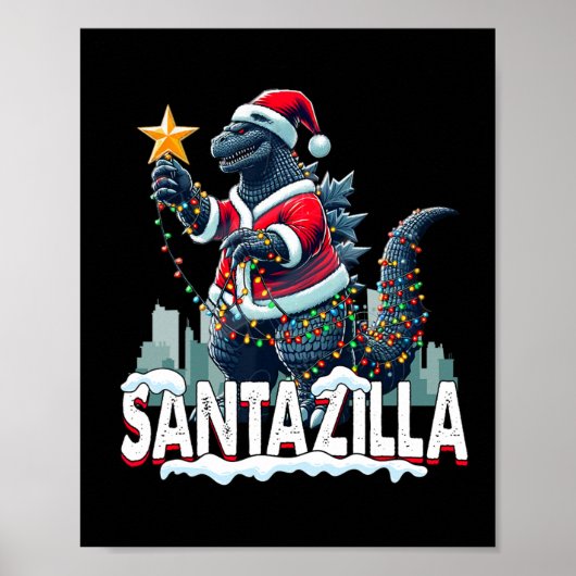 Kaiju Christmas Santazilla Japanse Monster Dinosa Poster (Voorkant)