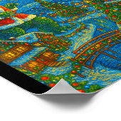 Kaiju Christmas Van Gogh Starry Night Japanese Mon Poster (Hoek)