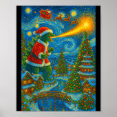 Kaiju Christmas Van Gogh Starry Night Japanese Mon Poster (Voorkant)