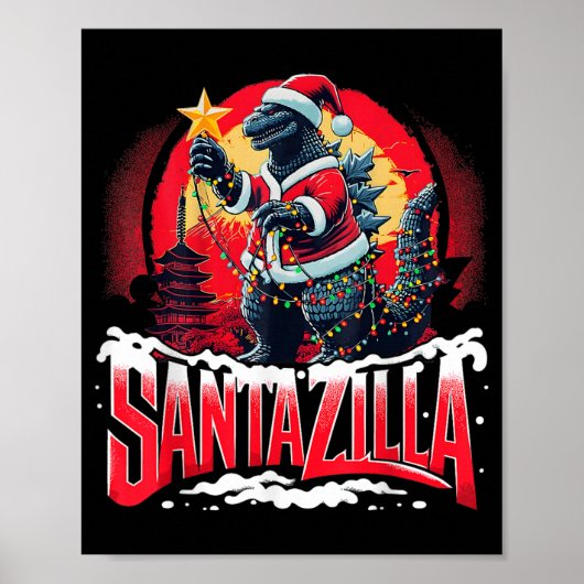 Kaiju Kerstmis Santazilla Japans Monster Dinosauri Poster (Voorkant)