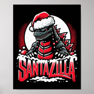 Kaiju Kerstmis Santazilla Japans Monster Dinosauri Poster