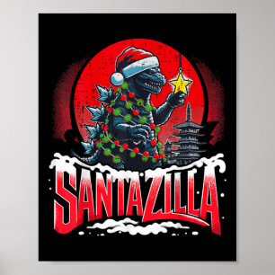 Kaiju Kerstmis Santazilla Japans Monster Dinosauri Poster