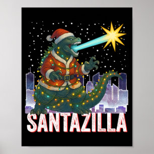 Kaiju Kerstmis Santazilla Japans Monster Dinosauri Poster