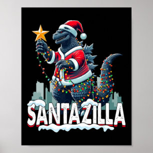Kaiju Kerstmis Santazilla Japans Monster Dinosauri Poster