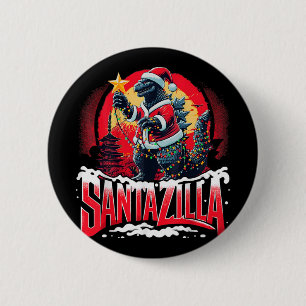Kaiju Kerstmis Santazilla Japans Monster Dinosauri Ronde Button 5,7 Cm