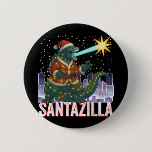 Kaiju Kerstmis Santazilla Japans Monster Dinosauri Ronde Button 5,7 Cm