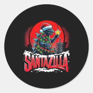 Kaiju Kerstmis Santazilla Japans Monster Dinosauri Ronde Sticker