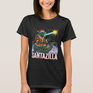 Kaiju Kerstmis Santazilla Japans Monster Dinosauri T-shirt