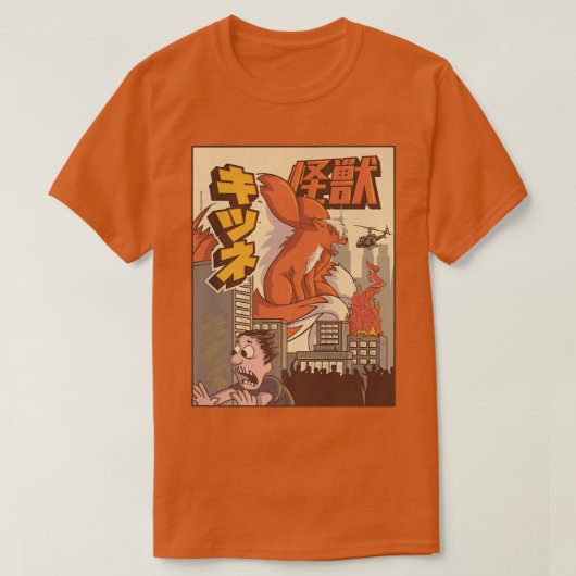 Kaiju Kitsune Nine Tailed voor Japanse Monster T-shirt (Design voorkant)