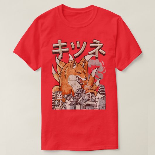Kaiju Kitsune Nine Tailed voor Japanse Monster T-shirt (Design voorkant)