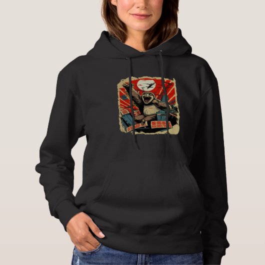 Kaiju Sloth Monster Creature Attack Japan City Hoodie (Voorkant)