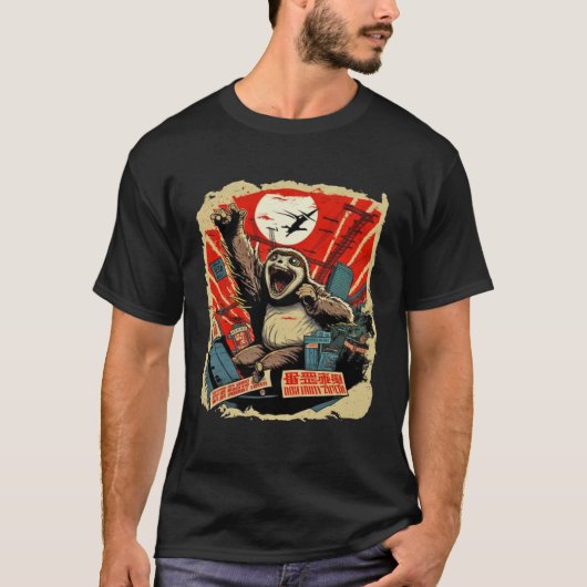 Kaiju Sloth Monster Creature Attack Japan City T-shirt (Voorkant)
