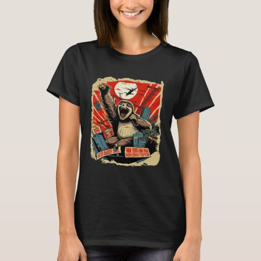 Kaiju Sloth Monster Creature Attack Japan City T-shirt (Voorkant)