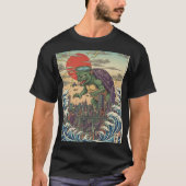 Kaiju Turtle Over Tokyo Sunset T-shirt (Voorkant)