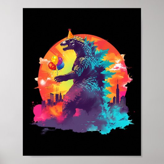 Kaiju Verjaardag Funny Boys Verjaardag Monster Poster (Voorkant)