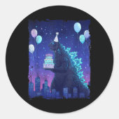 Kaiju Verjaardagsfeest Japan Monster Het is mijn v Ronde Sticker (Voorkant)
