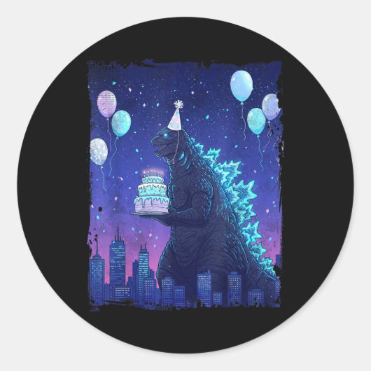 Kaiju Verjaardagsfeest Japan Monster Het is mijn v Ronde Sticker (Voorkant)