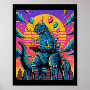 Kaiju Verjaardagslijn en taart Monster Film Bday D Poster