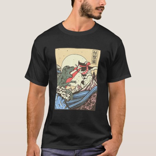 Kaiju vs kat t-shirt (Voorkant)
