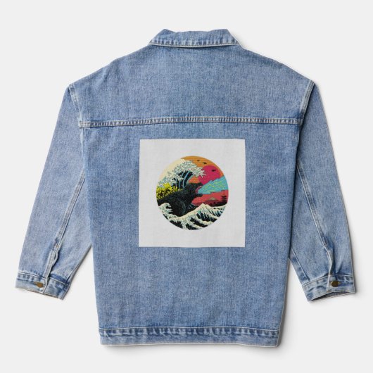 Kaiju Waves Design Denim Jacket (Achterkant)