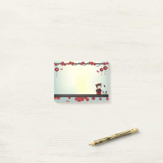 Kaiko de Kokeshi "Kind" Post-it® Notes (Op bureau)