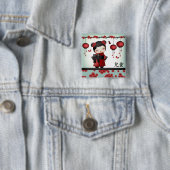 Kaiko de kokeshi "Kind" Vierkante Button 5,1 Cm (In situ)