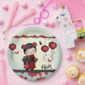 Kaiko de kokeshi pop "Zegen" Papieren Bordje (Feest)