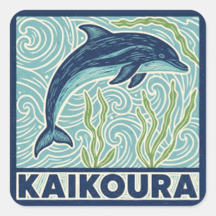 Kaikoura Nieuw-Zeeland Dolfijnen Reizen Vierkante Sticker