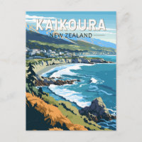 Kaikoura Nieuw-Zeeland Travel Art Vintage