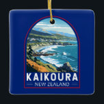 Kaikoura Nieuw-Zeeland Travel Art Vintage Keramisch Ornament<br><div class="desc">Kaikoura retro vector reisontwerp. Kaikoura is een kustplaats op het Zuidereiland van Nieuw-Zeeland. Het is bekend om zijn overvloedige wilde dieren en de potvis populatie.</div>